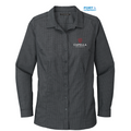 CAPELLA Port Authority ® Ladies Pincheck Easy Care Shirt - Black/ Grey Steel