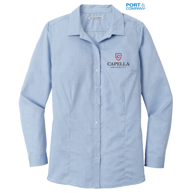 CAPELLA Port Authority ® Ladies Pincheck Easy Care Shirt - Blue Horizon/ White