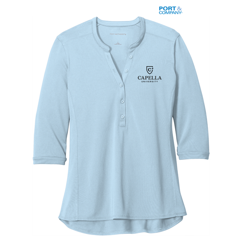 NEW CAPELLA Port Authority ® Ladies UV Choice Pique Henley - Cloud Blue