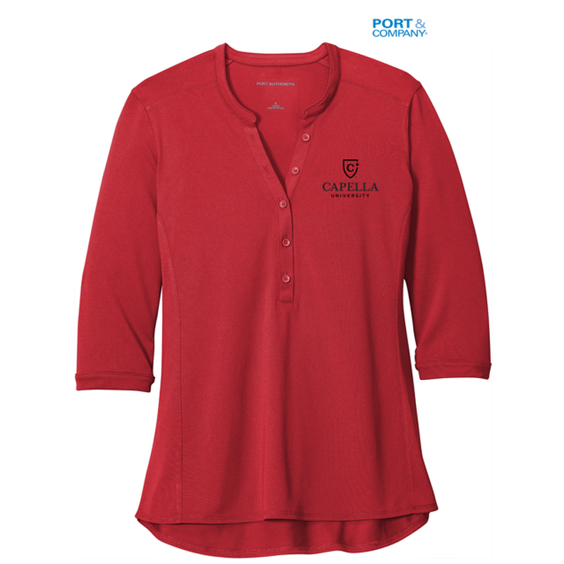 CAPELLA Port Authority ® Ladies UV Choice Pique Henley - Rich Red