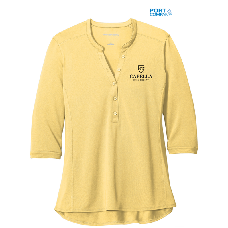 NEW CAPELLA Port Authority ® Ladies UV Choice Pique Henley - Sunbeam Yellow