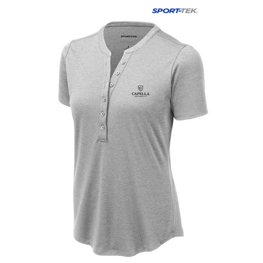 NEW CAPELLA Sport-Tek ® Ladies Endeavor Henley - Light Grey Heather