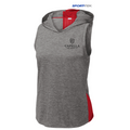 CAPELLA Sport-Tek ® Ladies PosiCharge ® Tri-Blend Wicking Draft Hoodie Tank - True Red/ Dark Grey Heather