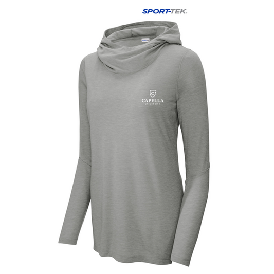 NEW CAPELLA Sport-Tek ® Ladies PosiCharge ® Tri-Blend Wicking Long Sleeve Hoodie - Light Grey Heather