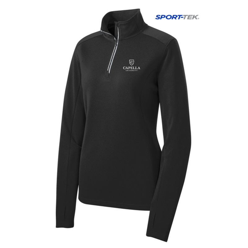 NEW CAPELLA Sport-Tek® Ladies Sport-Wick® Textured 1/4-Zip Pullover - Black