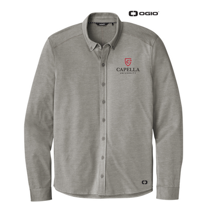 NEW CAPELLA OGIO ® Code Stretch Long Sleeve Button-Up - Tarmac Grey Heather