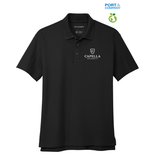 NEW CAPELLA Port Authority® C-FREE ™ Cotton Blend Pique Polo - Black