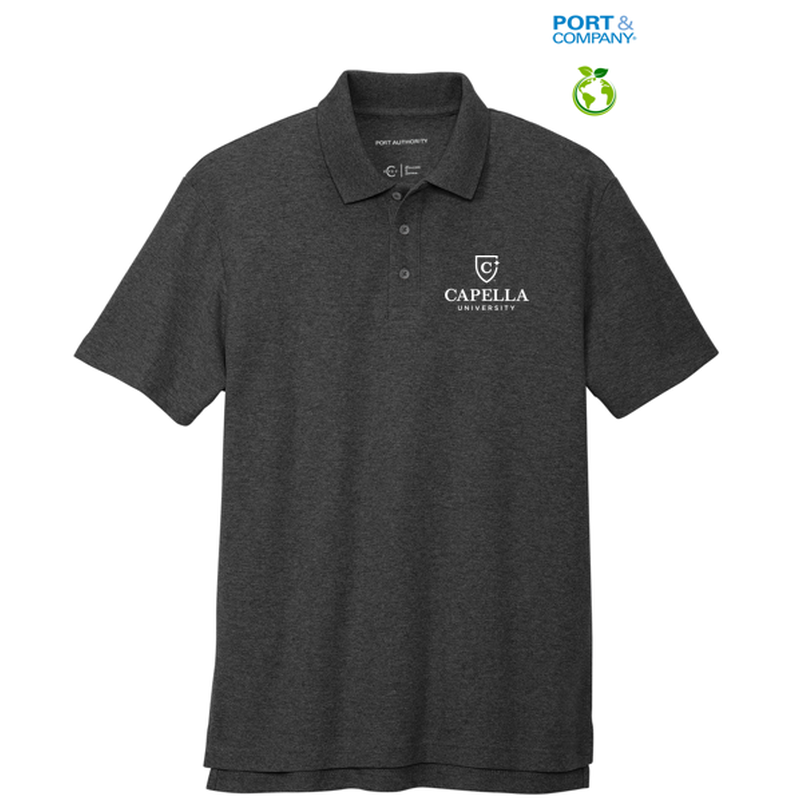 NEW CAPELLA Port Authority® C-FREE ™ Cotton Blend Pique Polo - Charcoal Heather