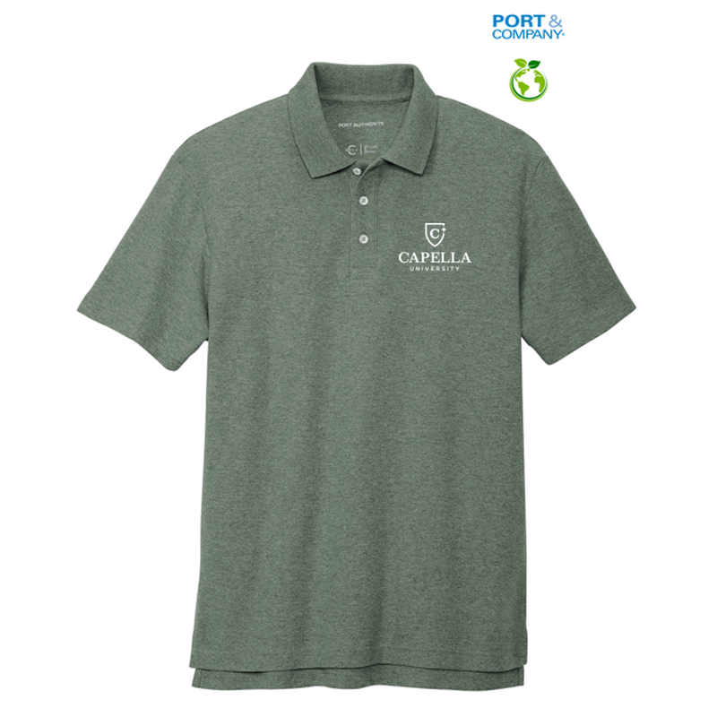 NEW CAPELLA Port Authority® C-FREE ™ Cotton Blend Pique Polo - Dark Green Heather