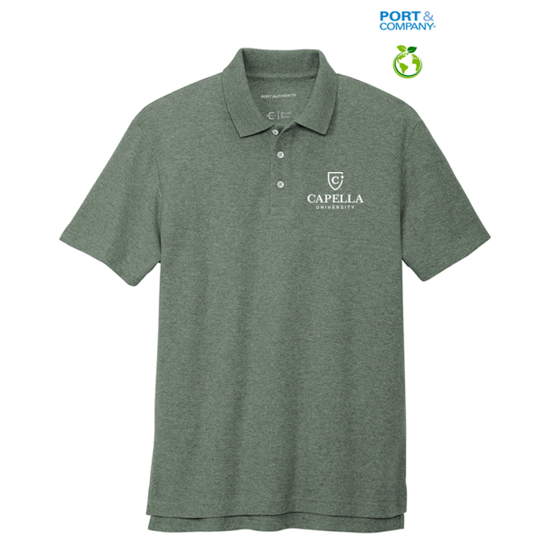 CAPELLA Port Authority® C-FREE ™ Cotton Blend Pique Polo - Dark Green Heather