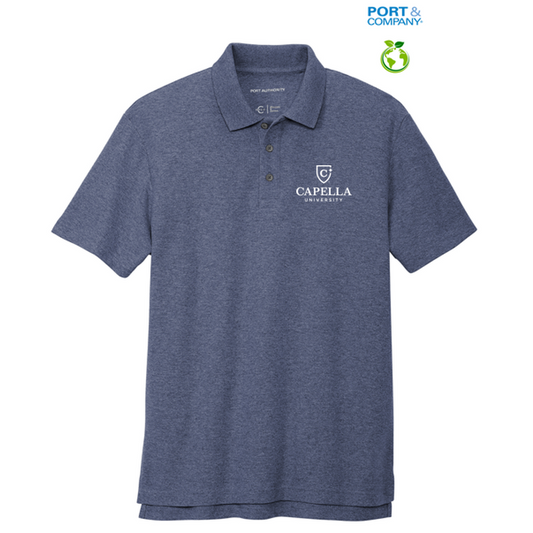 NEW CAPELLA Port Authority® C-FREE ™ Cotton Blend Pique Polo - Navy Heather