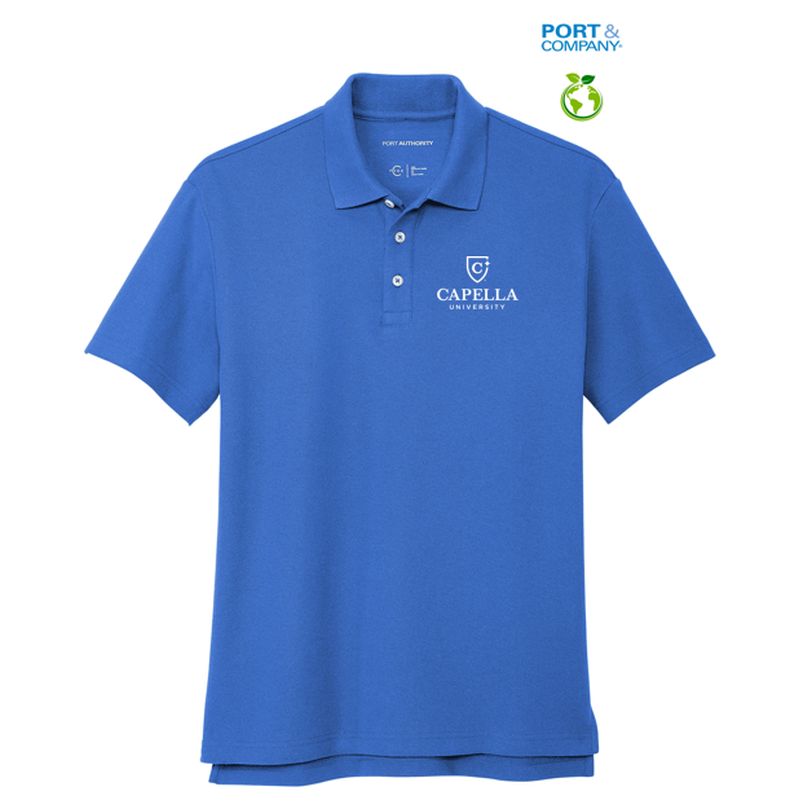 NEW CAPELLA Port Authority® C-FREE ™ Cotton Blend Pique Polo - True Blue