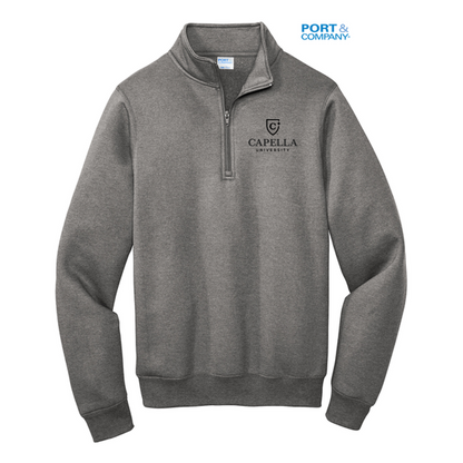 NEW CAPELLA Port & Company ® Core Fleece 1/4-Zip Pullover Sweatshirt-Graphite Heather