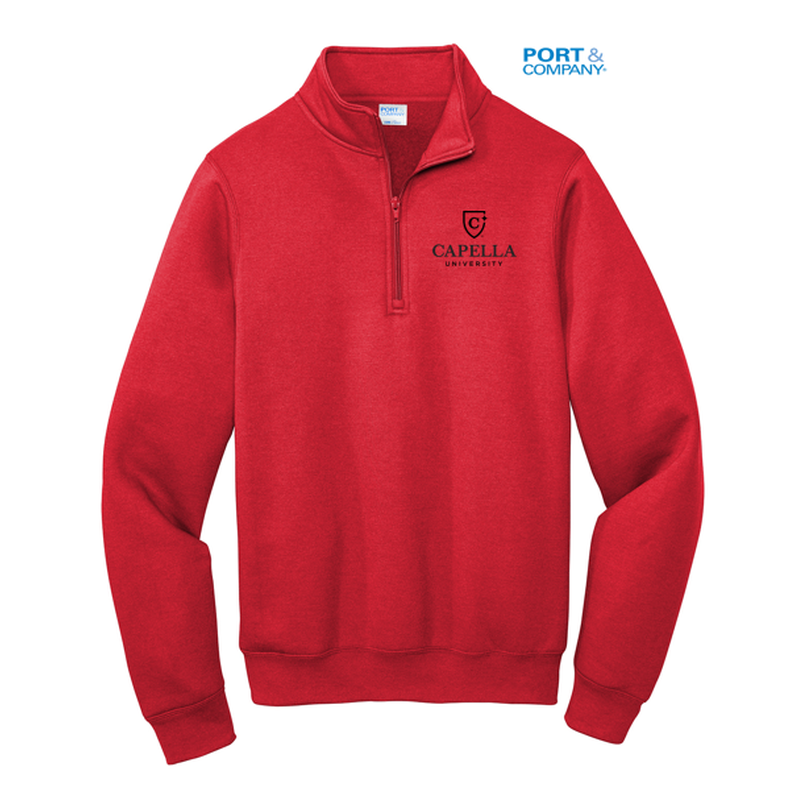 NEW CAPELLA Port & Company ® Core Fleece 1/4-Zip Pullover Sweatshirt-RED