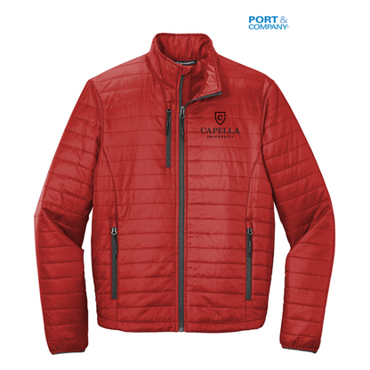 NEW CAPELLA Port Authority ® Packable Puffy Jacket-Fire Red/ Graphite