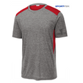 CAPELLA Sport-Tek ® PosiCharge ® Tri-Blend Wicking Draft Tee - True Red/ Dark Grey Heather