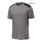 CAPELLA Sport-Tek ® PosiCharge ® Tri-Blend Wicking Draft Tee - Black/ Dark Grey Heather