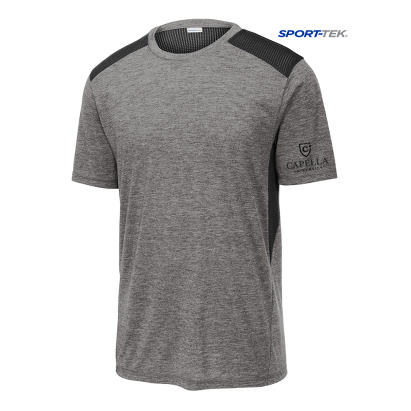 CAPELLA Sport-Tek ® PosiCharge ® Tri-Blend Wicking Draft Tee - Black/ Dark Grey Heather