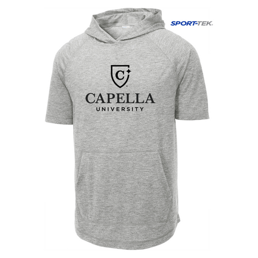 NEW CAPELLA Sport-Tek ® PosiCharge ® Tri-Blend Wicking Short Sleeve Hoodie-Light Grey Heather