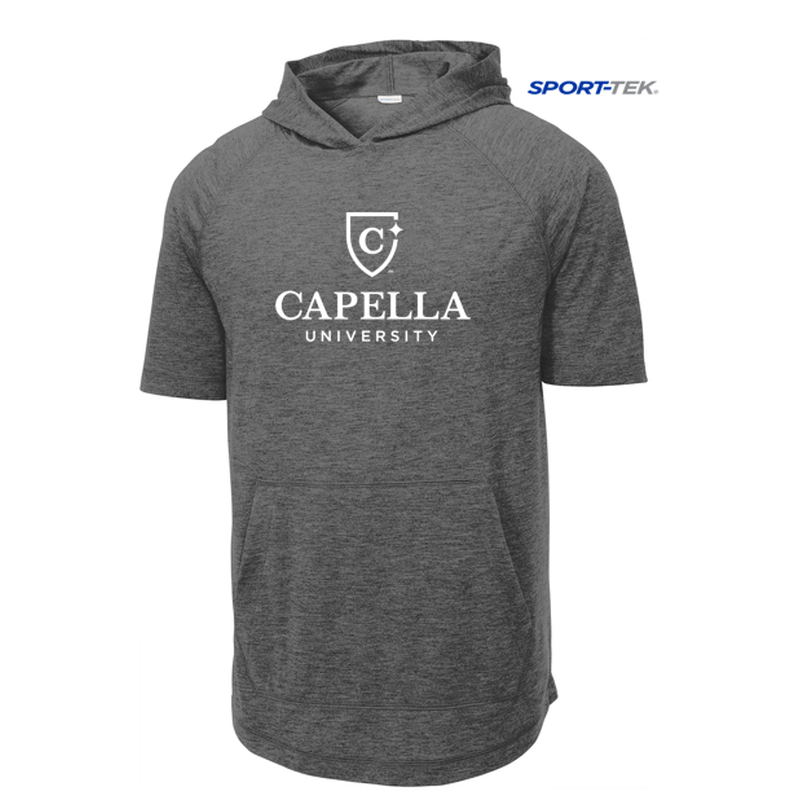 CAPELLA Sport-Tek ® PosiCharge ® Tri-Blend Wicking Short Sleeve Hoodie-Dark Grey Heather