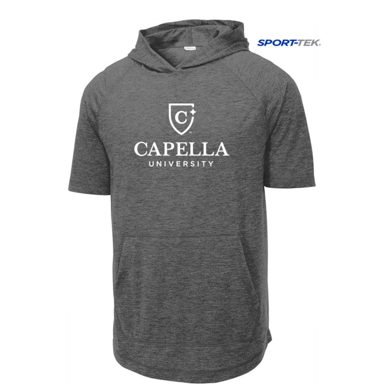 NEW CAPELLA Sport-Tek ® PosiCharge ® Tri-Blend Wicking Short Sleeve Hoodie-Dark Grey Heather