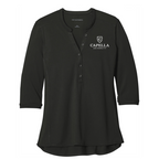 CAPELLA Port Authority ® Ladies UV Choice Pique Henley - BLACK