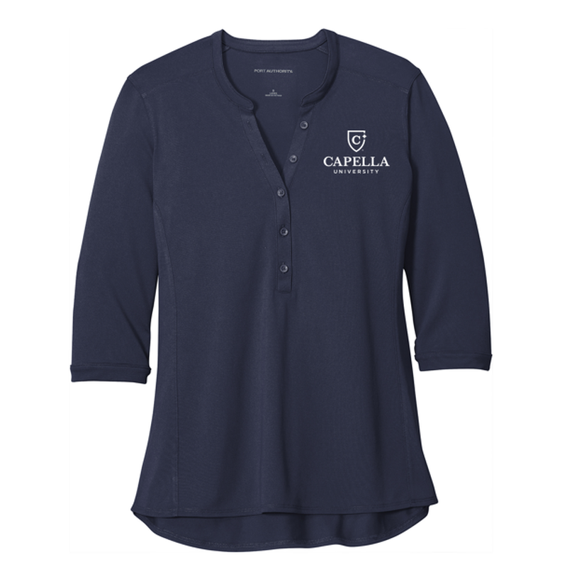 NEW CAPELLA Port Authority ® Ladies UV Choice Pique Henley - NAVY