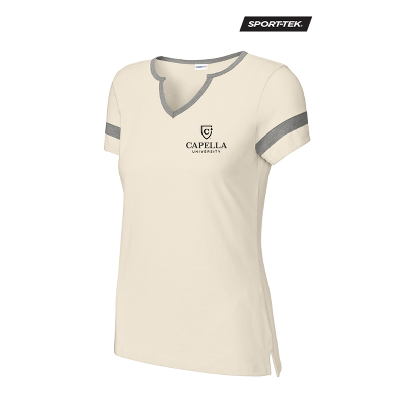 NEW CAPELLA Sport-Tek® Ladies Halftime Notch Neck Tee - Ecru/Vintage Heather