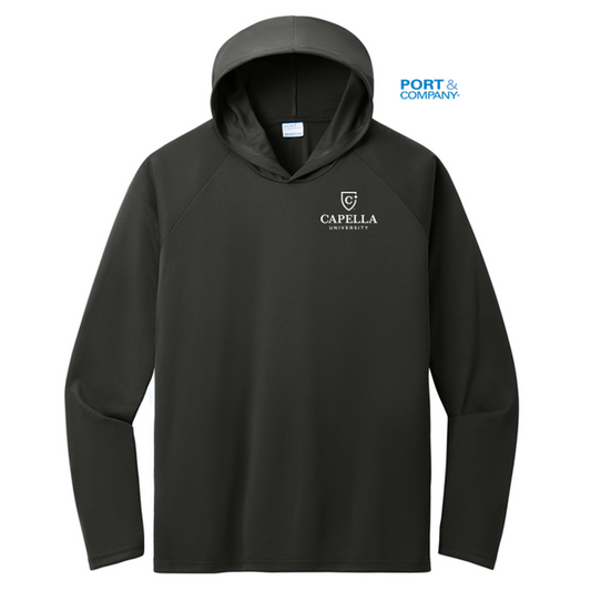 NEW CAPELLA Port & Company® Performance Pullover Hooded Tee - Jet Black