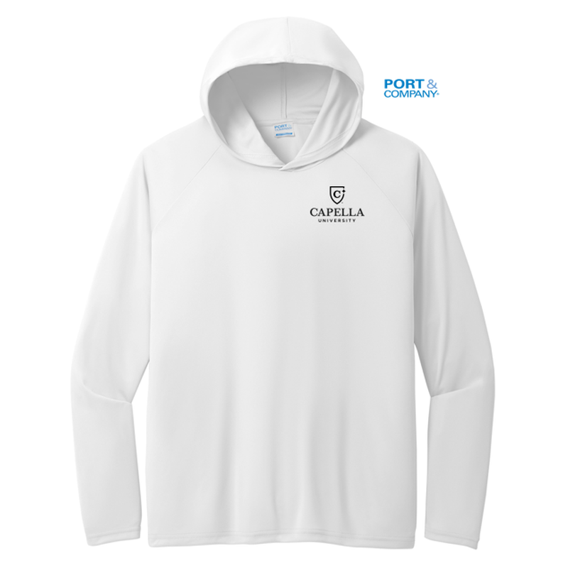 CAPELLA Port & Company® Performance Pullover Hooded Tee - White