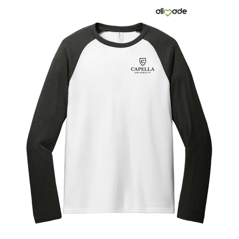 CAPELLA Allmade® Unisex Tri-Blend Long Sleeve Colorblock Raglan - Space Black/Bright White
