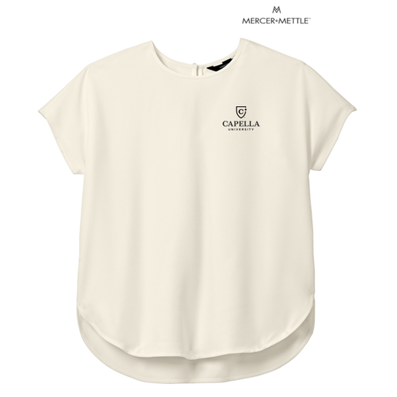 CAPELLA Mercer+Mettle™ Women's Stretch Crepe Crew - Ivory Chiffon