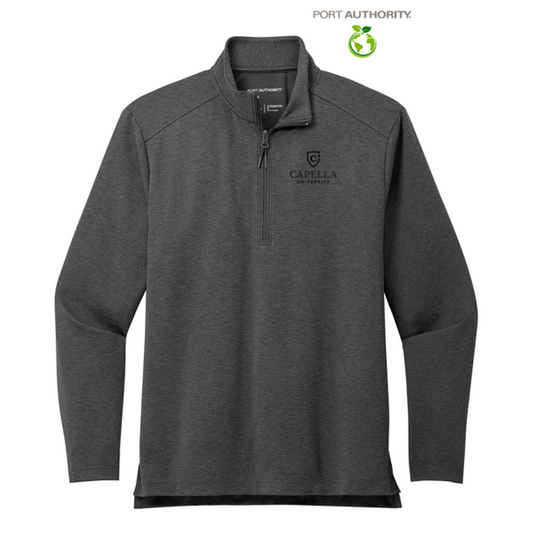 NEW CAPELLA Port Authority® C-FREE® Double Knit 1/4-Zip - Grey Steel Heather