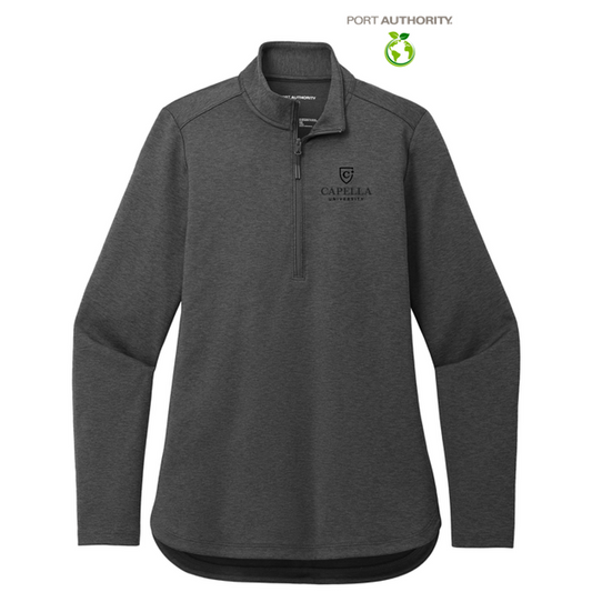 NEW CAPELLA Port Authority® Ladies C-FREE® Double Knit 1/4-Zip - Grey Steel Heather