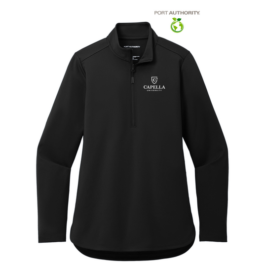 NEW CAPELLA Port Authority® Ladies C-FREE® Double Knit 1/4-Zip - Deep Black