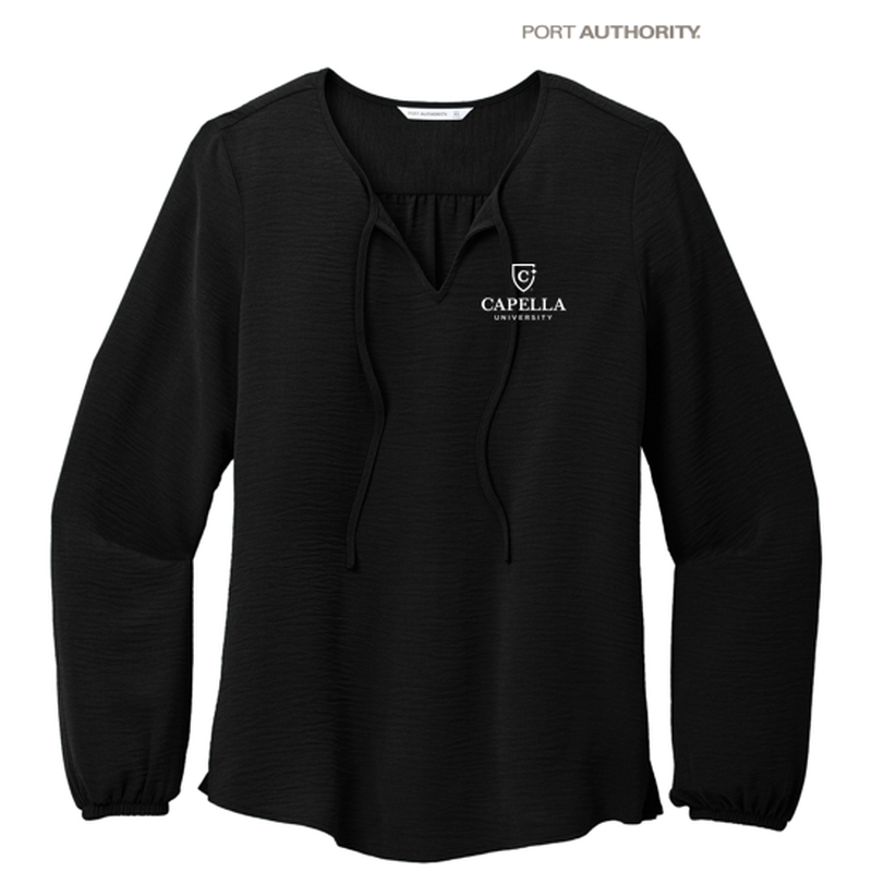 CAPELLA Port Authority® Women's Textured Crepe Blouse - Deep Black