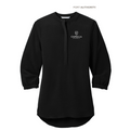 CAPELLA Port Authority® Ladies 3/4-Sleeve Textured Crepe Tunic - Deep Black