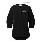 CAPELLA Port Authority® Ladies 3/4-Sleeve Textured Crepe Tunic - Deep Black