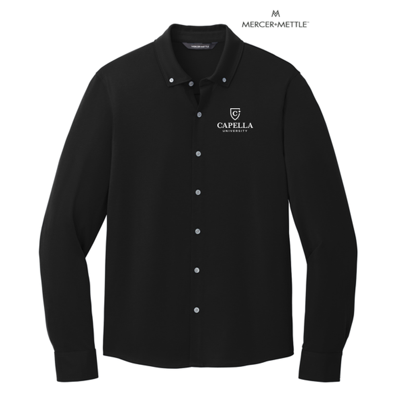 CAPELLA Mercer+Mettle™ Stretch Jersey Long Sleeve Shirt - Deep Black