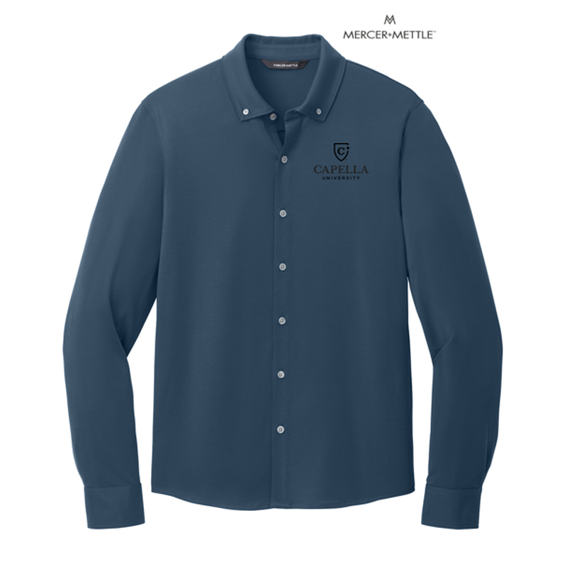 NEW CAPELLA Mercer+Mettle™ Stretch Jersey Long Sleeve Shirt - Insignia Blue