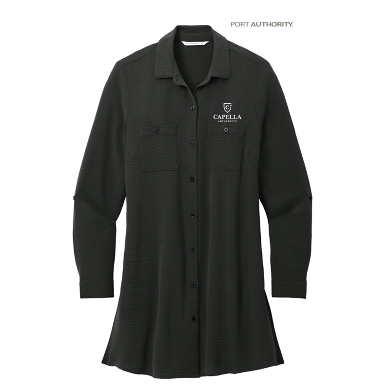 CAPELLA Port Authority® Ladies Textured Crepe Long Tunic - Deep Black
