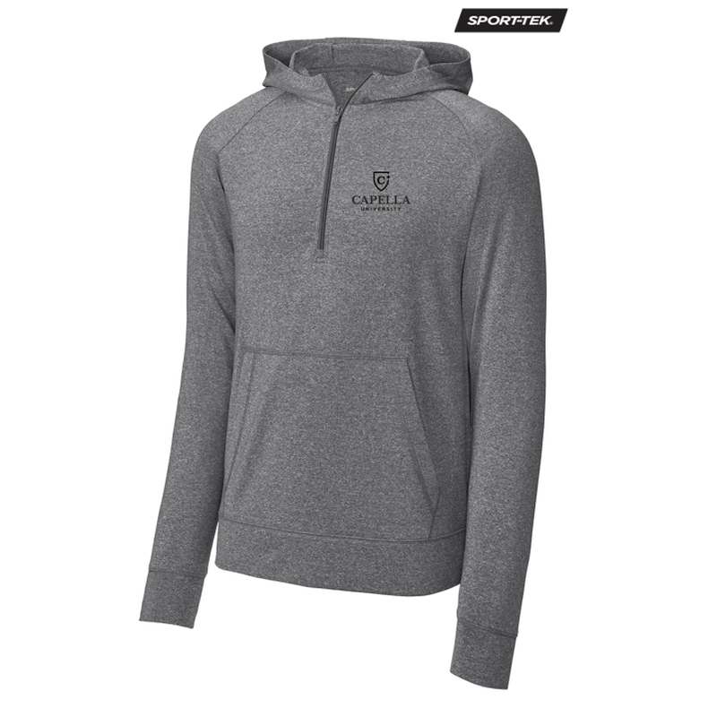 NEW CAPELLA Sport-Tek® Sport-Wick® Stretch 1/2-Zip Hoodie - Charcoal Grey Heather