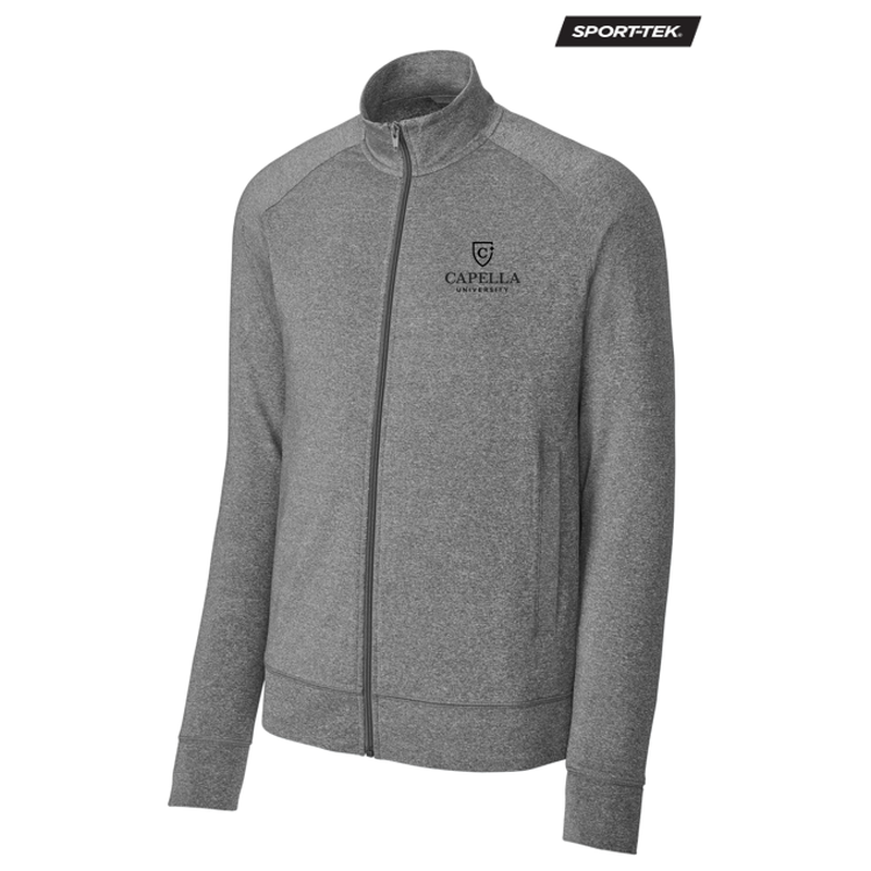 NEW CAPELLA Sport-Tek® Sport-Wick® Stretch Full-Zip Cadet Jacket - Charcoal Grey Heather