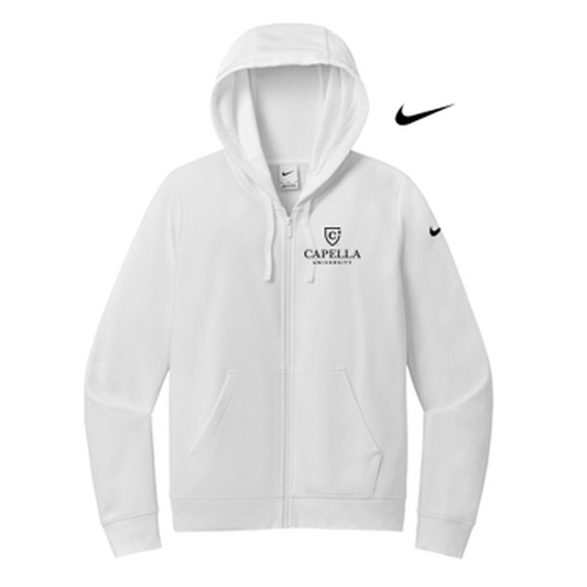 NEW Nike Ladies Club Fleece Sleeve Swoosh Full-Zip Hoodie - White