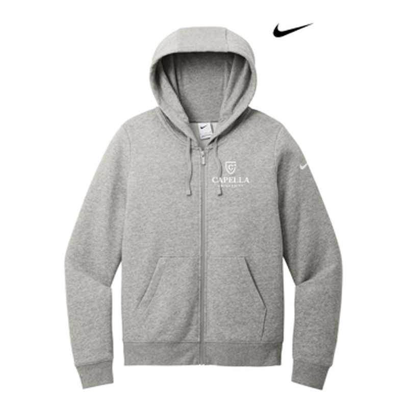 NEW Nike Ladies Club Fleece Sleeve Swoosh Full-Zip Hoodie - Dark Grey Heather