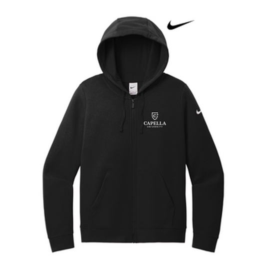 NEW Nike Ladies Club Fleece Sleeve Swoosh Full-Zip Hoodie - Black