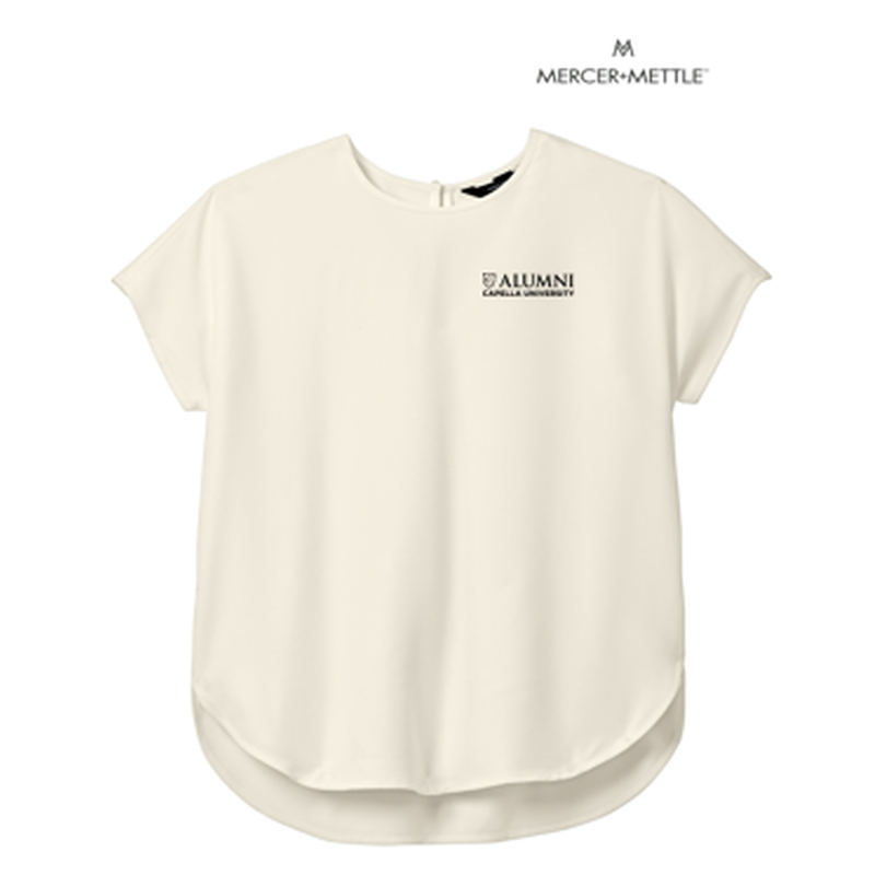 CAPELLA ALUMNI - Mercer+Mettle® Women's Stretch Crepe Crew - Ivory Chiffon