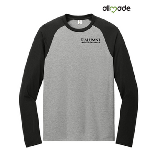 NEW CAPELLA ALUMNI - Allmade® Unisex Tri-Blend Long Sleeve Colorblock Raglan - Deep Black/Aluminum Grey