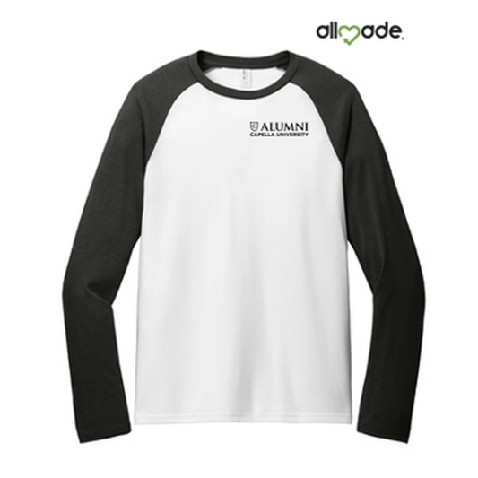 NEW CAPELLA ALUMNI - Allmade® Unisex Tri-Blend Long Sleeve Colorblock Raglan - Space Black/Bright White