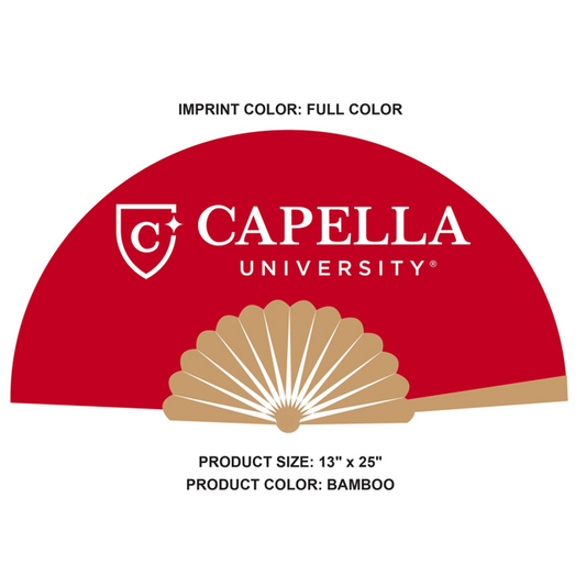 NEW CAPELLA Satin & Bamboo Hand Fan 13" x 25" Red